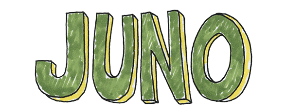 logo of jumo movie green text block font text that says Juno